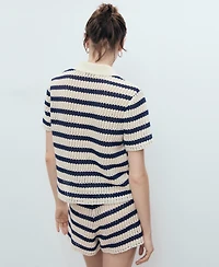 Mango Women's Short-Sleeved Striped Cardigan