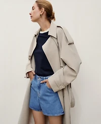 Mango Women's High-Waisted Straight-Fit Denim Shorts