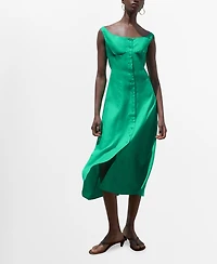 Mango Women's Buttoned Linen-Blend Dress