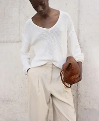 Mango Women's Wide Leg Pleated Pants