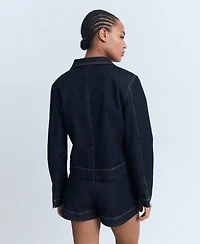 Mango Women's Pockets Fitted Denim Jacket