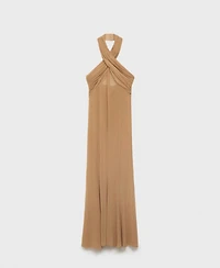 Mango Women's Crossed Neckline Long Semi-Transparent Dress