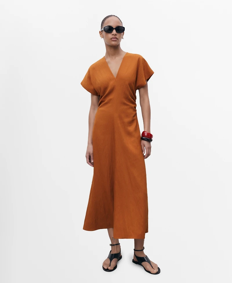 Mango Women's Gathered Waist Midi Dress
