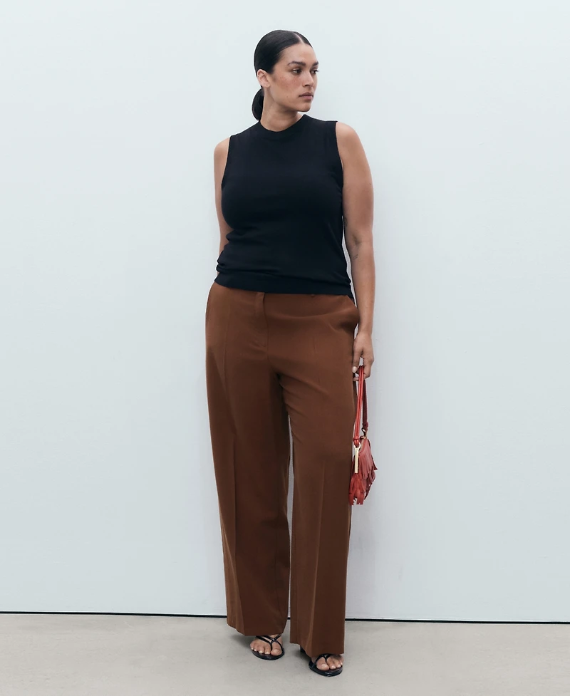 Mango Women's Straight Mid-Rise Pants