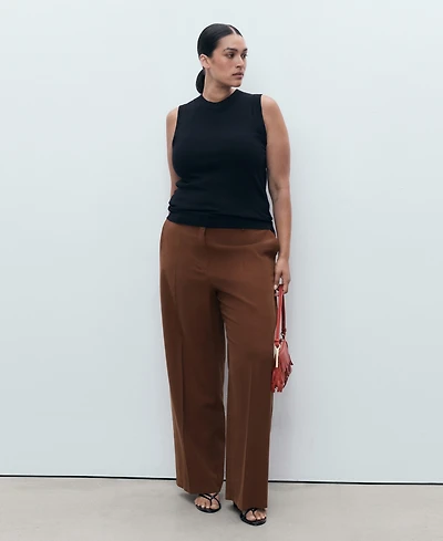 Mango Women's Straight Mid-Rise Pants