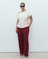 Mango Women's Straight Mid-Rise Pants