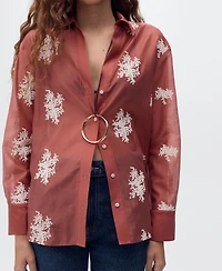 Mango Women's Embroidered Lyocell Shirt