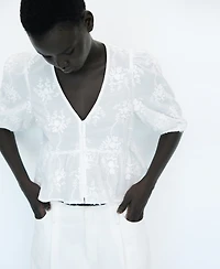 Mango Women's Cotton Embroidered Blouse