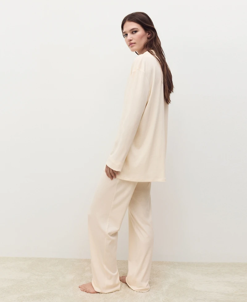 Mango Women's Plain Cotton Pajama Shirt