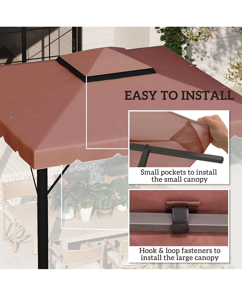 Outsunny 10' x 10' Double Roof Gazebo Replacement Canopy Top Cover