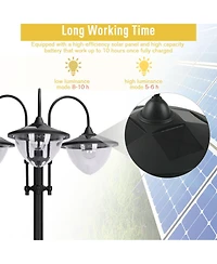 Outsunny 3-head Solar Lamp Post with Planter, Outdoor Led Lighting,