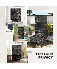 Outsunny Metal Outdoor Privacy Screen Divider Trellis Bamboo