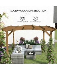 Outsunny 10' x 12' Outdoor Pergola, Wood Gazebo w/ Arched Roof,