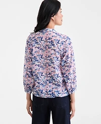 Style & Co Women's Printed Cotton Button-Front Blouse, Exclusively at Macy's