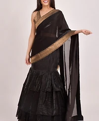 Raas Women's Black Ruffle Saree