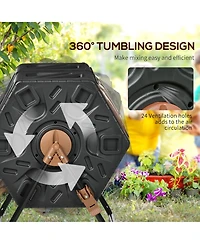 Outsunny 34.5 Gallon Composter Dual Chamber Compost Bin with Steel Legs