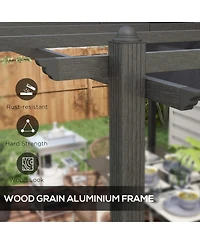Outsunny 10'x13' Retractable Pergola with Wood Grain Aluminum Frame,