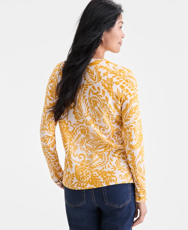 Style & Co Women's Printed Crewneck Sweater, Macy's Exclusive