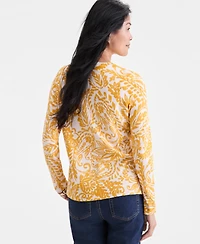 Style & Co Women's Printed Crewneck Sweater, Macy's Exclusive