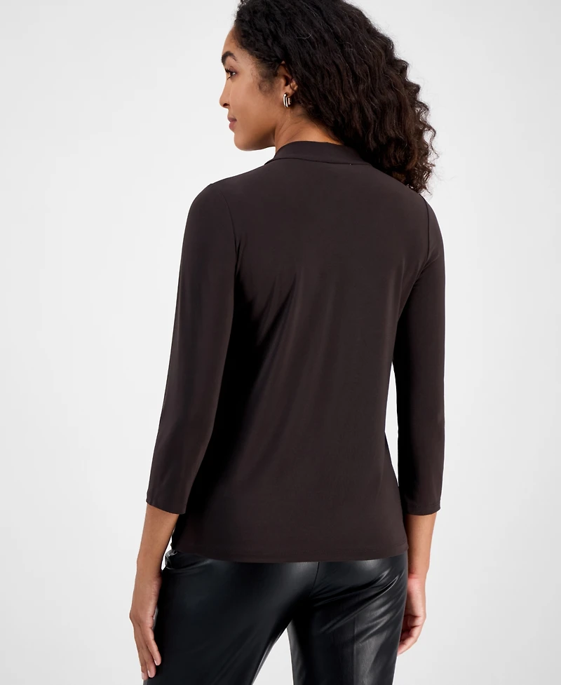 Kasper Women's Tie-Neck 3/4-Sleeve Top