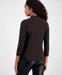 Kasper Women's Tie-Neck 3/4-Sleeve Top