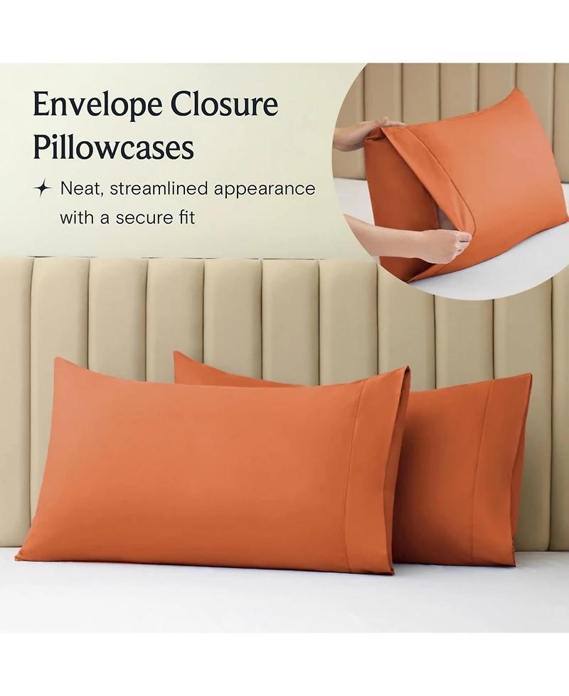 King 2PC Ultra Soft Silky Solid Performance Pillowcase Set