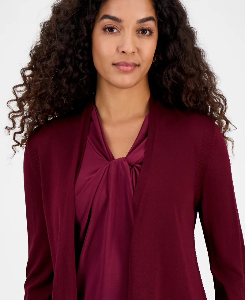 Kasper Women's Stitch-Trim A-Line Open-Front Jacket