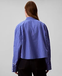 Calvin Klein Jeans Women's Stripe Boxy Cotton Crop Shirt