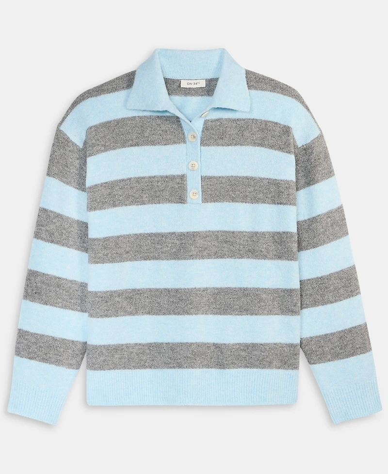 On 34th Women's Brushed Striped Polo Sweater, Macy's Exclusive
