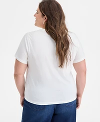 On 34th Trendy Plus Metallic Message Print T-Shirt, Macy's Exclusive