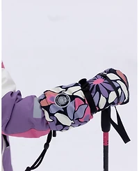 Deux par Girl Winter Mittens Teknik Black Retro Flower Print