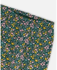 Deux par Girl Leggings Green with Flower Print