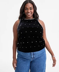 On 34th Trendy Plus Rhinestone-Embellished Velvet Top, Macy's Exclusive