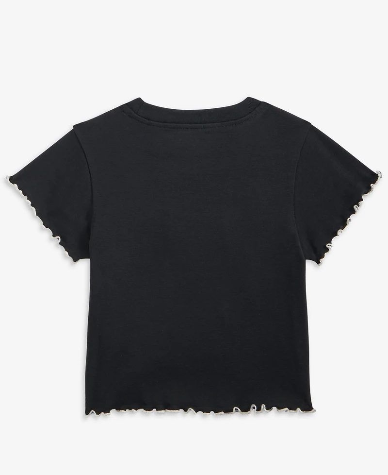 With Jules Girls 7-16 Lettuce-Edge Cotton Bow T-Shirt