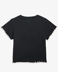 With Jules Girls 7-16 Lettuce-Edge Cotton Bow T-Shirt