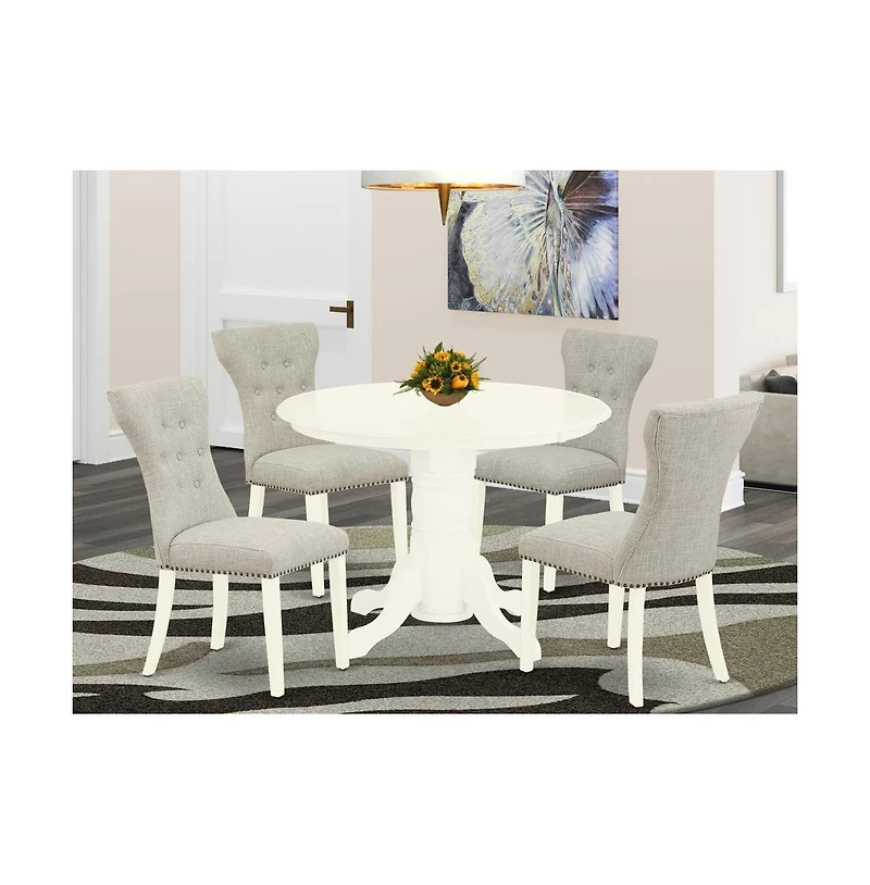 East West Furniture Dining Room Set Linen White