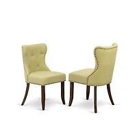 East West Furniture 5-Pc Kitchen Dining Room Set- 4 Parson Dining Room Chairs with Limelight Linen Fabric Seat and Button Tufted Chair Back