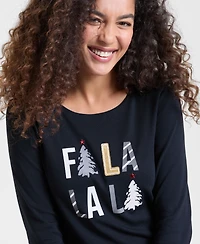 Holiday Lane Petite Fa La La La Long-Sleeve Tee, Macy's Exclusive