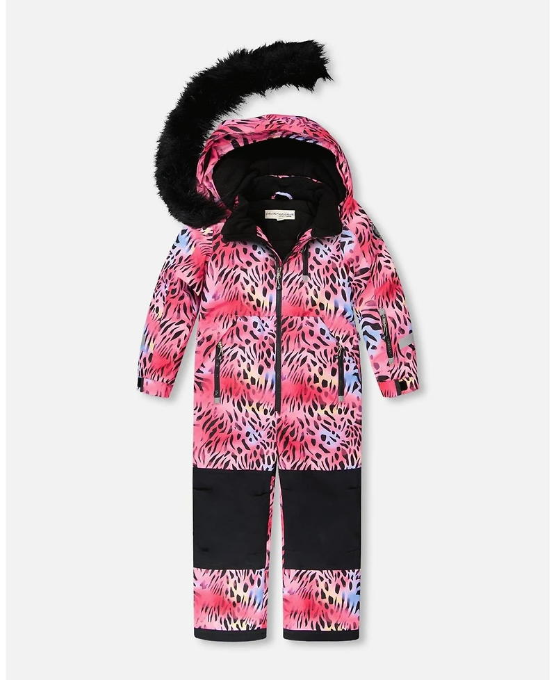 Deux par Big Girls One-Piece Play Snowsuit Multicolor Leopard and Zebra