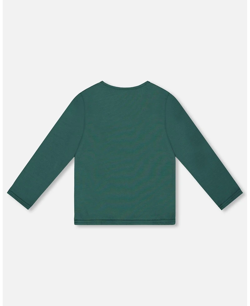 Deux par Little Girls Cotton Long Sleeve T-Shirt Dark Green - Toddler|Child