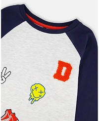 Deux par Deux Little Boys Cotton Raglan Sleeve Tee Shirt Light Heather Grey - Toddler|Child