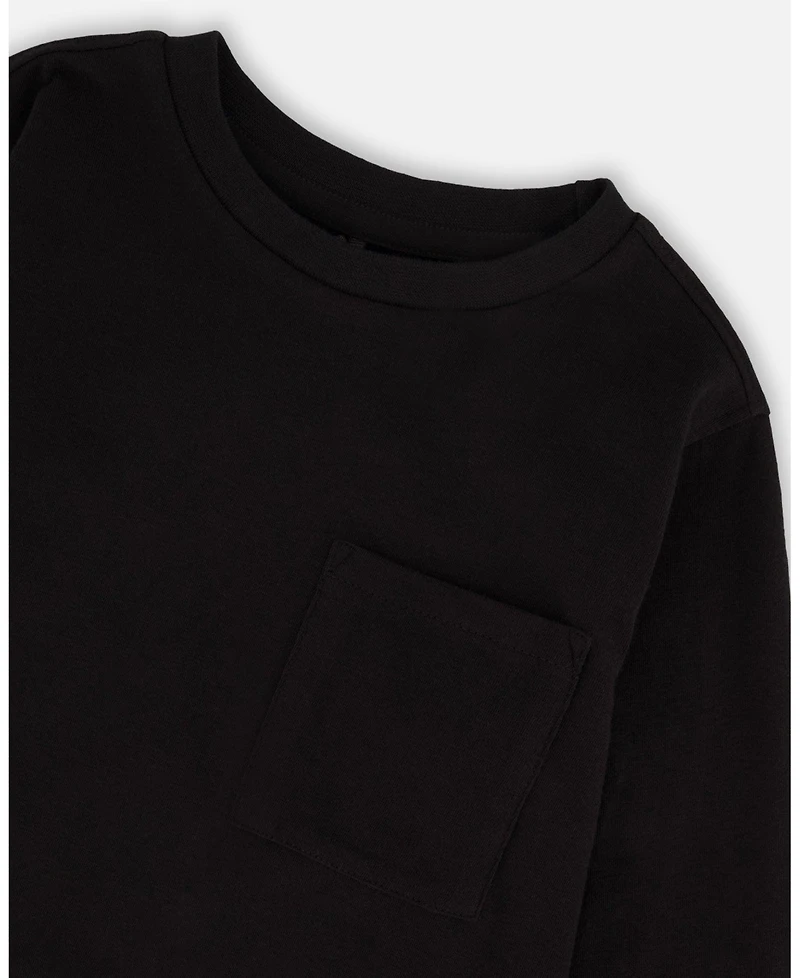 Deux par Boy Cotton Jersey Pocket T-Shirt Black