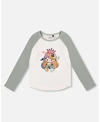 Deux par Girl Jersey Raglan Sleeve Tee Off-White