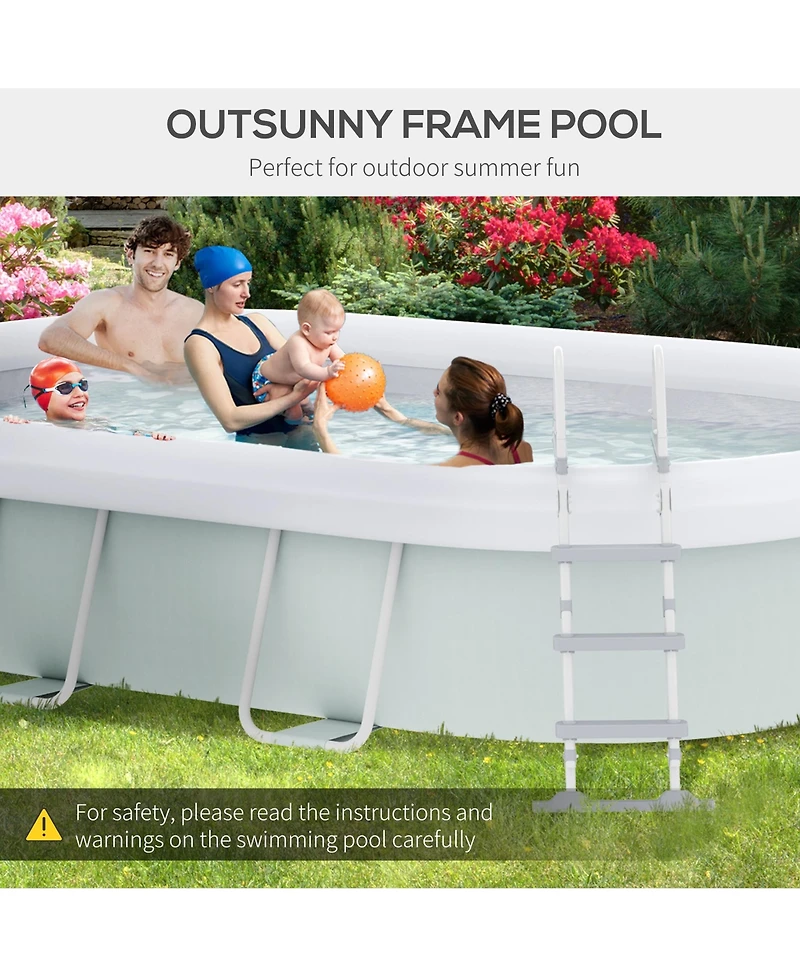 Outsunny Above Ground Swimming Pool, Semi-Inflatable Frame Pool,