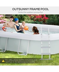 Outsunny Above Ground Swimming Pool, Semi-Inflatable Frame Pool,