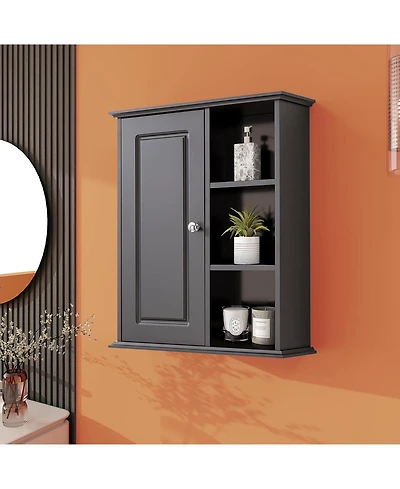 Vanirror Over The Bathroom Cabinet - Wall Mounted Medicine Cabinet with Shelves, Wooden Storage for Bathroom, Kitchen & Laundry Room (Black)
