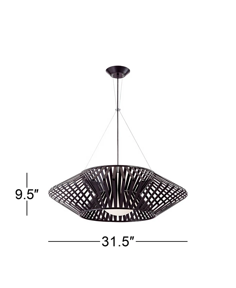 Possini Euro Design Planet Black Large Pendant Light 31 1/2" Wide Mid Century Modern White Glass for Dining Room House Foyer Kitchen Island Entry