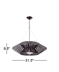 Possini Euro Design Planet Black Large Pendant Light 31 1/2" Wide Mid Century Modern White Glass for Dining Room House Foyer Kitchen Island Entry