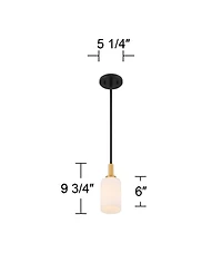 Prue Black Soft Gold Mini Pendant 5 1/4" Wide Modern White Cylinder Shade Fixture for Dining Room House Home Foyer Kitchen Entryway Bedroom Livin