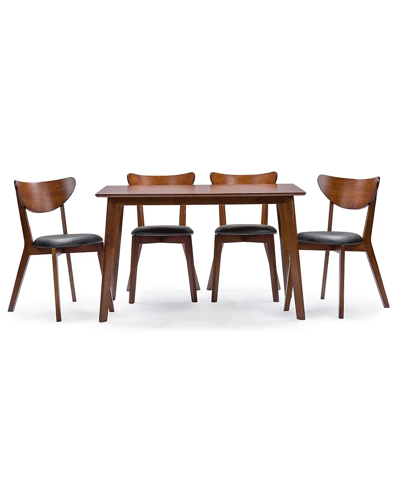 Baxton Studio Sumner Mid-Century Style "Walnut" Brown 5-Piece Dining Set